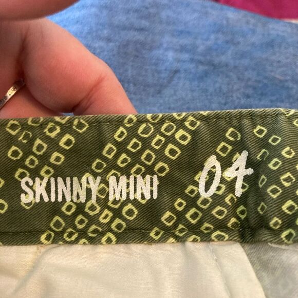 Gap geometric skinny khakis, cool print army green w/ deep yellow& white - Picture 9 of 10